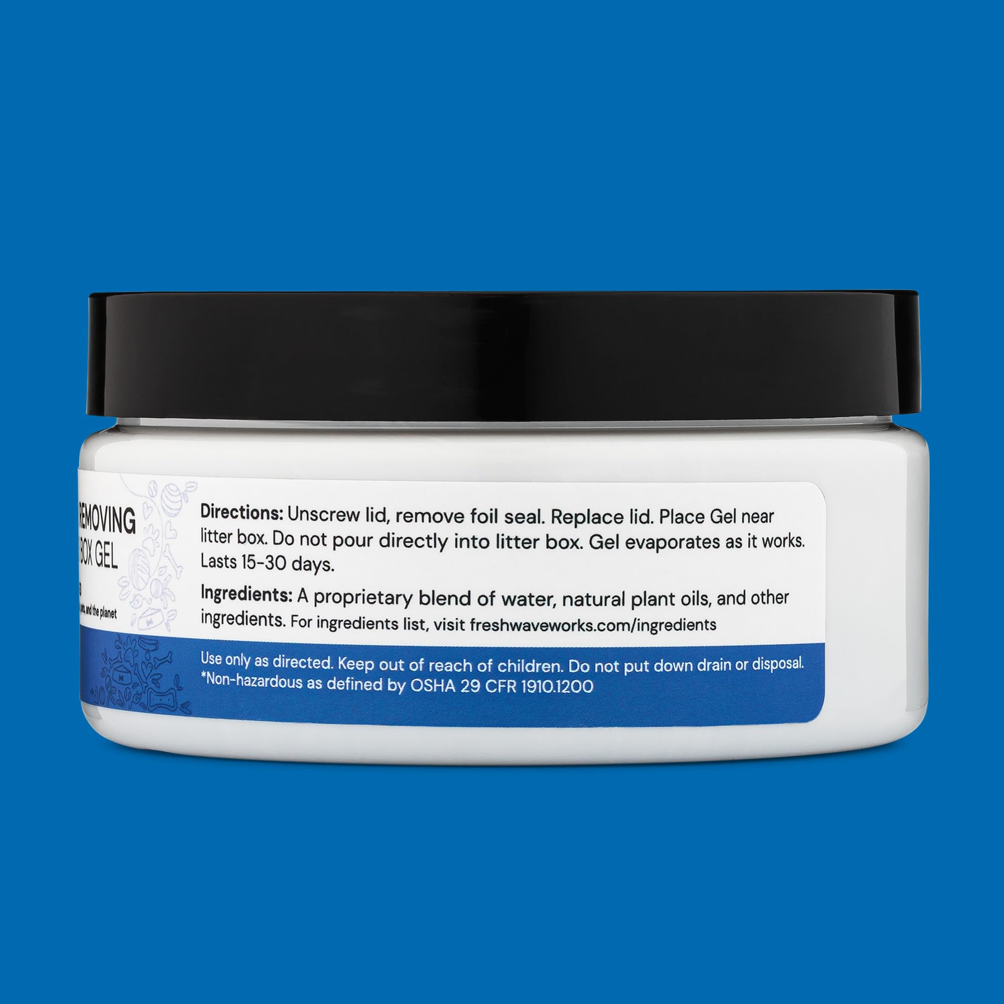 Fresh Wave packaging highlights plant-based safety for pets and kids.