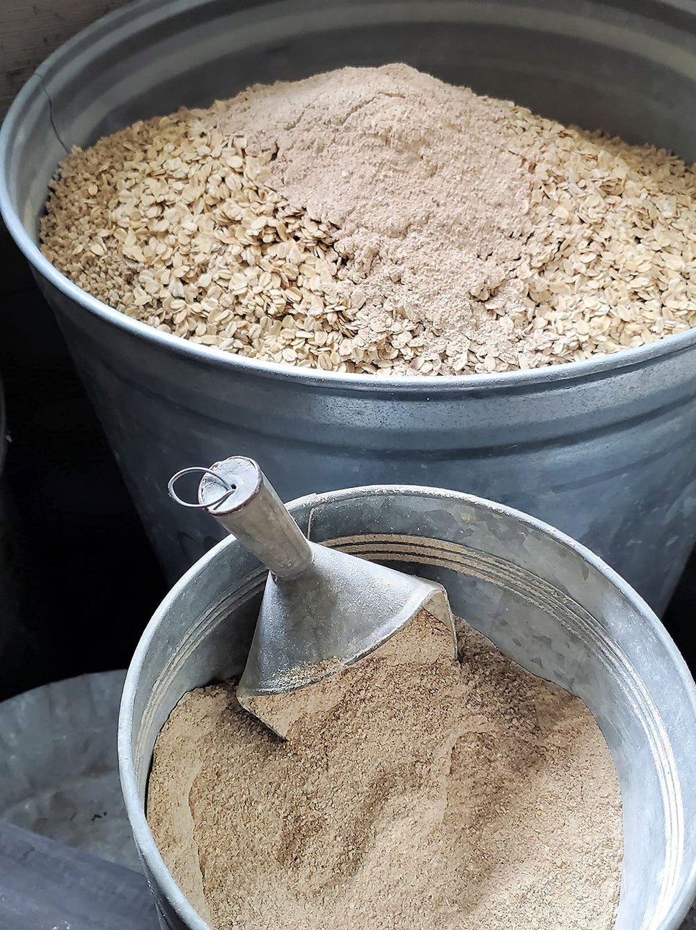 Fresh Eggs Daily Brewers Yeast ducklings feed being sprinkled supports digestive health.