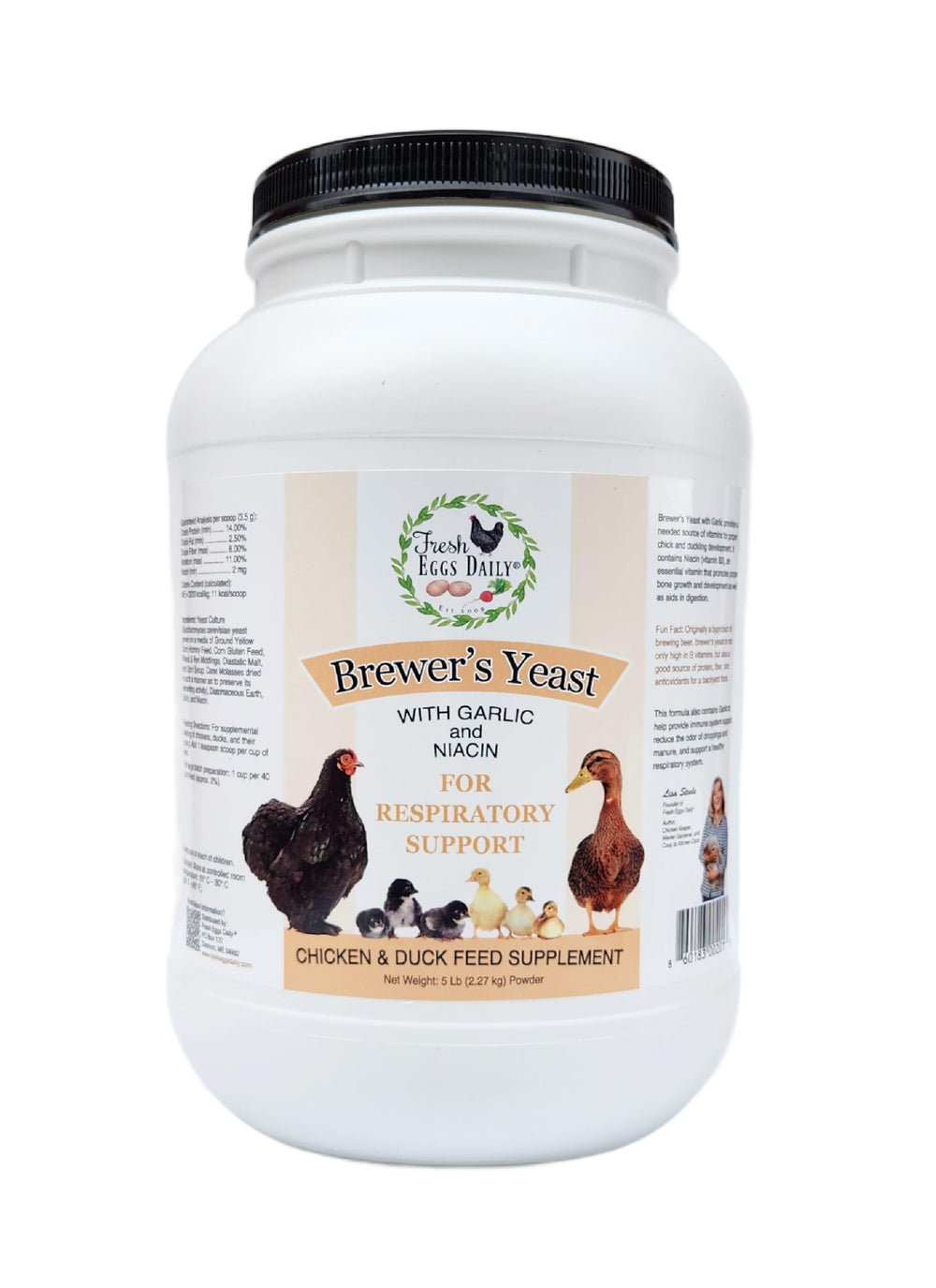 Fresh Eggs Daily Brewers Yeast ducks powder bag supports energy and vitality for poultry.
