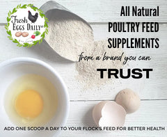 Fresh Eggs Daily Brewers Yeast label highlights niacin for poultry vitality.