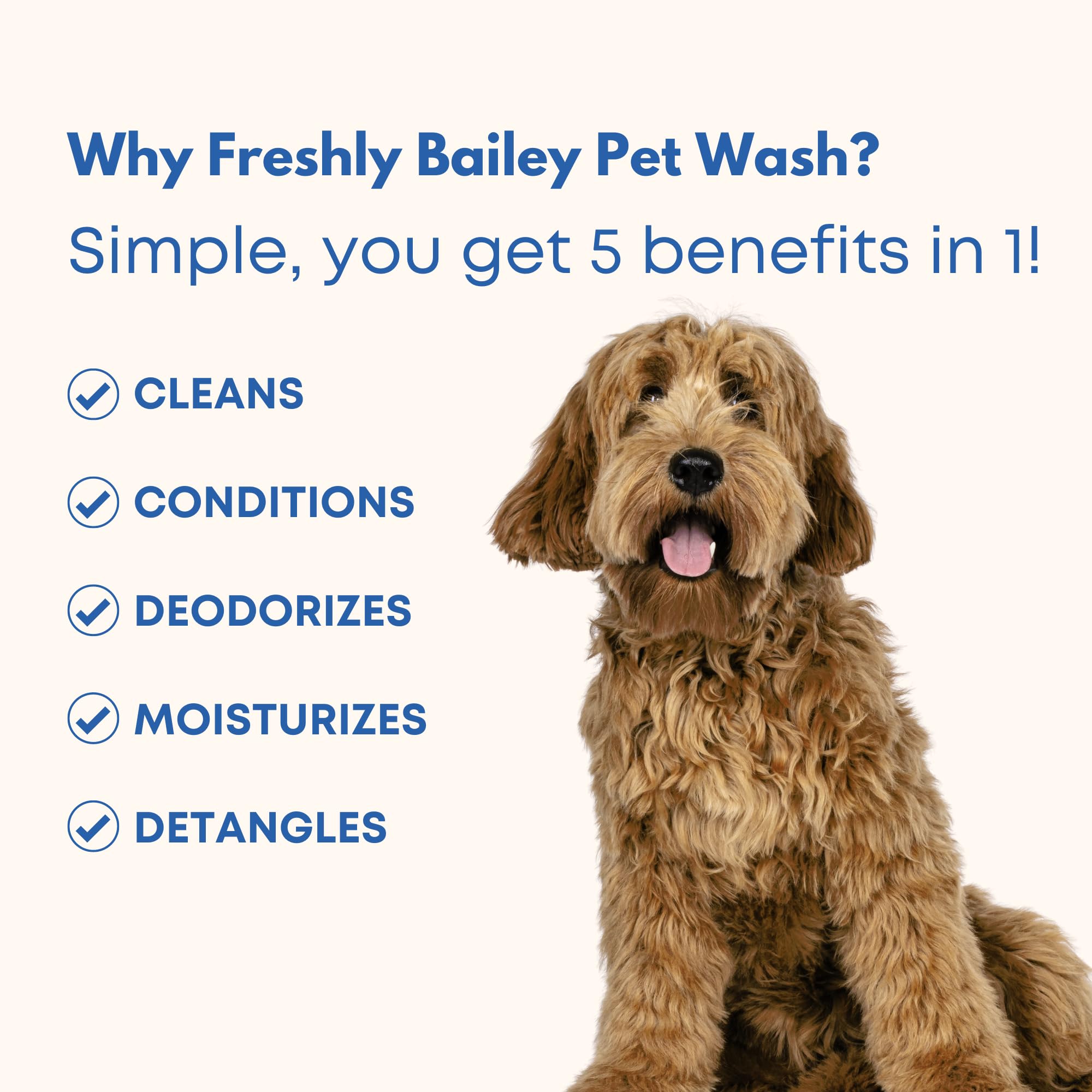Freshly Bailey 5in1 lathering action shows rich foam for detangling and deodorizing.