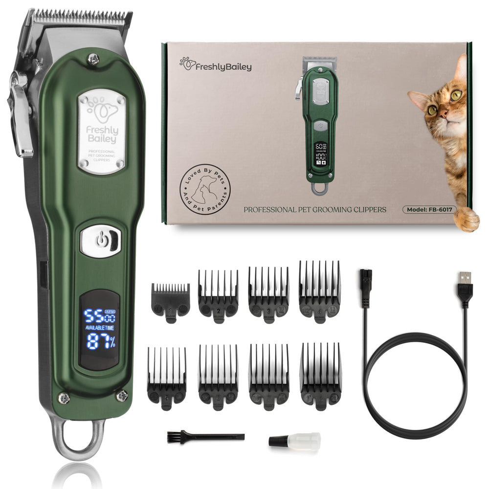 Freshly Bailey cat clippers matted fur closeup showing powerful cutting through dense coat.