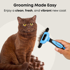 Freshly Bailey deshedding brush slip-proof handle eases grooming for arthritic hands.