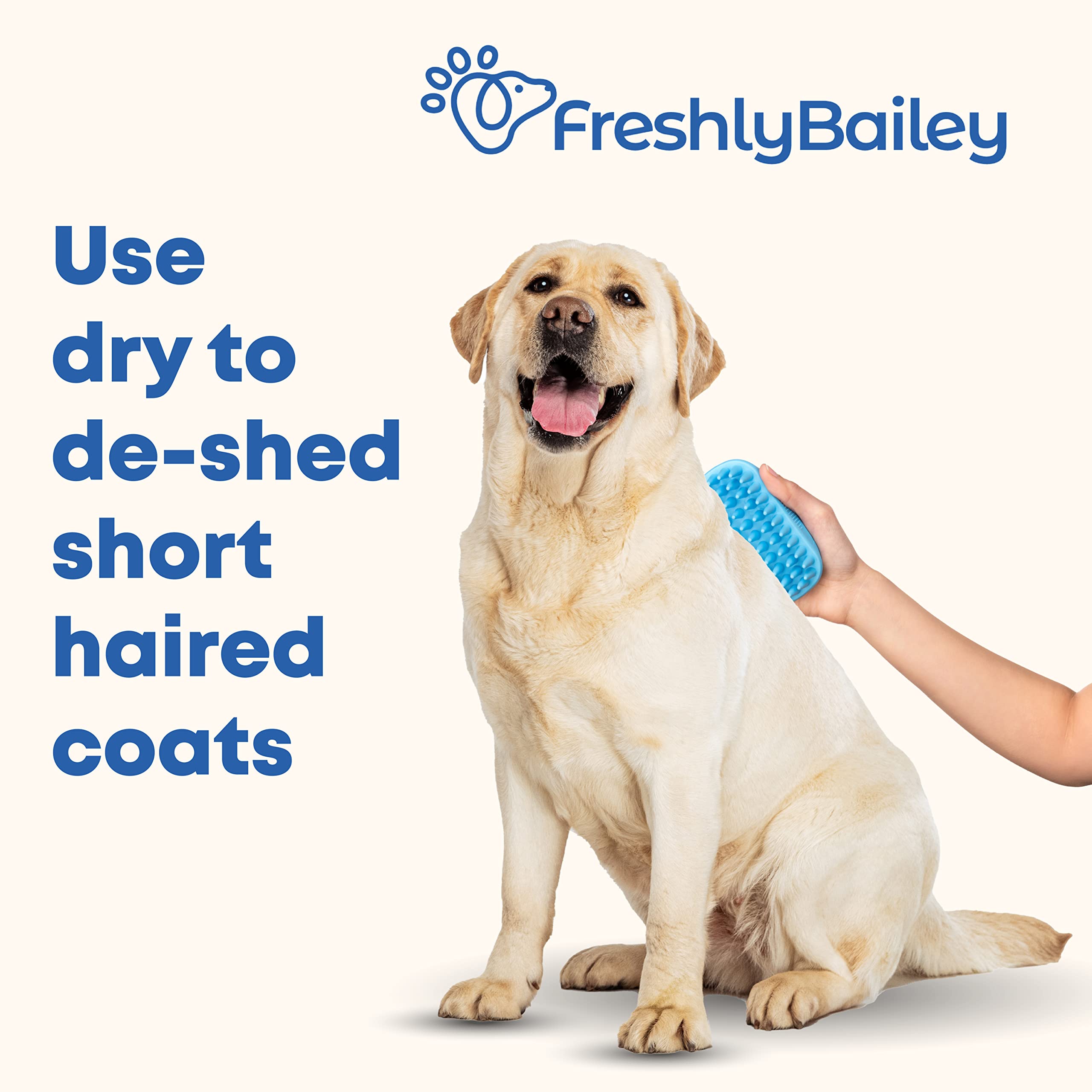 Freshly Bailey rubber curry brush used during bath time to create a deeper clean.