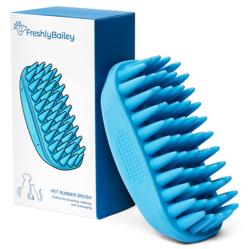 Ergonomic handle of Freshly Bailey rubber curry brush provides comfortable grooming.