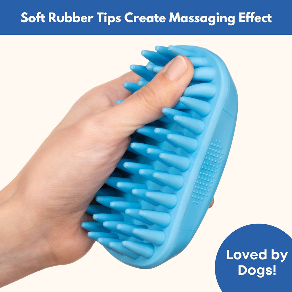 Wet use with Freshly Bailey rubber curry brush shows shampoo lather and dirt removal.