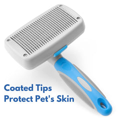 Freshly Bailey slicker brush undercoat grooming in action for medium to long-haired pets.