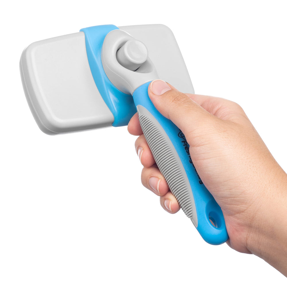 Freshly Bailey white and blue design adds ergonomic comfort during grooming.
