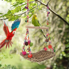 FrgKbTm bird swing perch detail wood shows sturdy willow wood support.