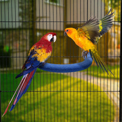 FrgKbTm Parrot Perch installed in cage demonstrates space-saving design