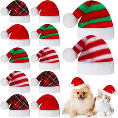 Frienda 12-piece dog Santa hats plush mixed pattern for festive photos.