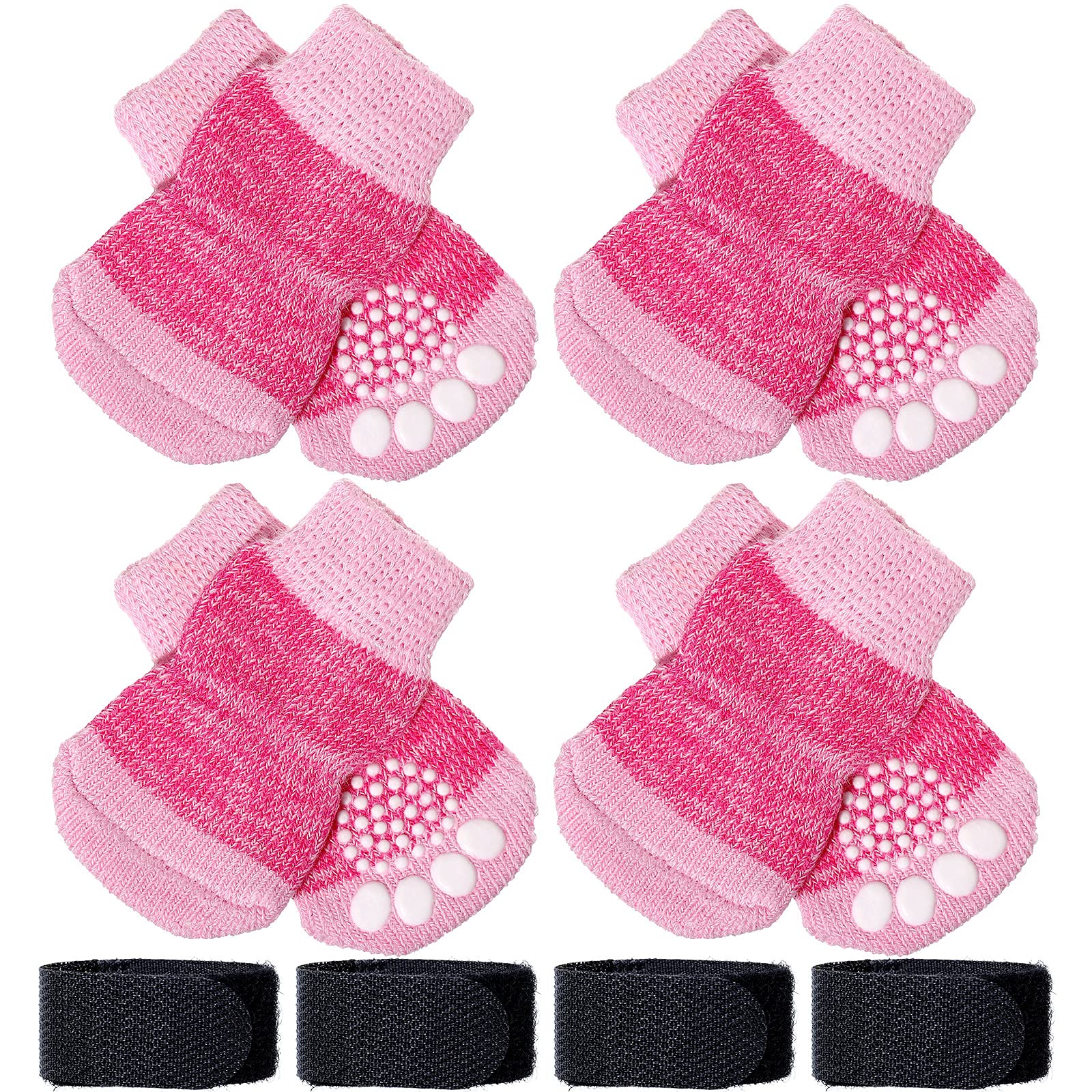Frienda anti-slip socks paw closeup showing secure grip on hardwood floors for paw protection
