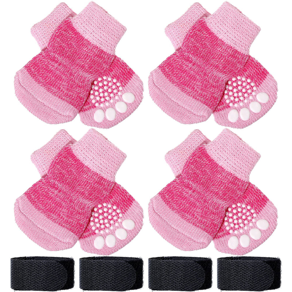 Frienda anti-slip socks paw closeup showing secure grip on hardwood floors for paw protection