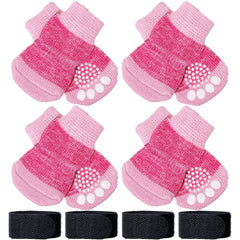 Frienda anti-slip socks paw closeup showing secure grip on hardwood floors for paw protection