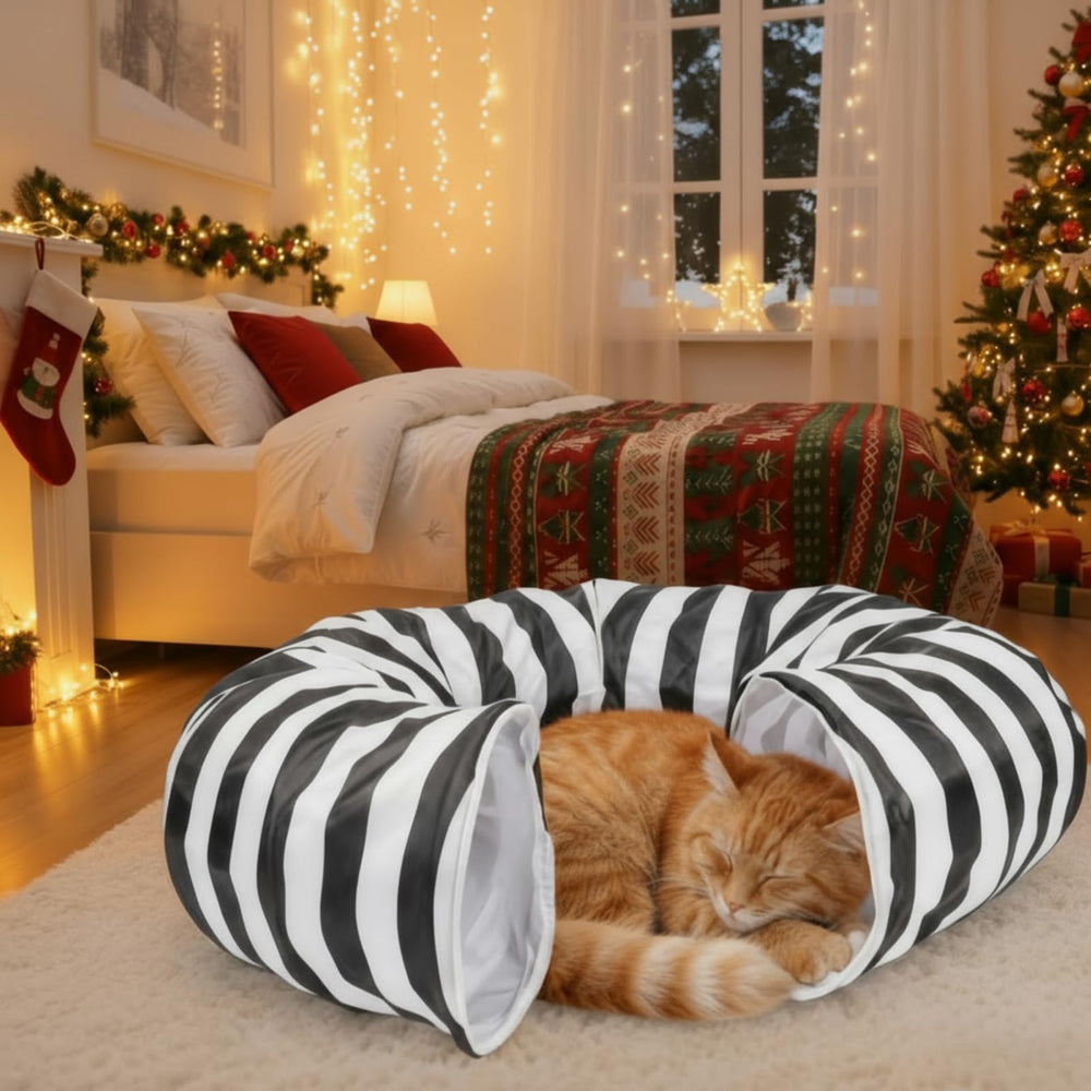 Frienda cat tunnel includes dangling ball toy for interactive play