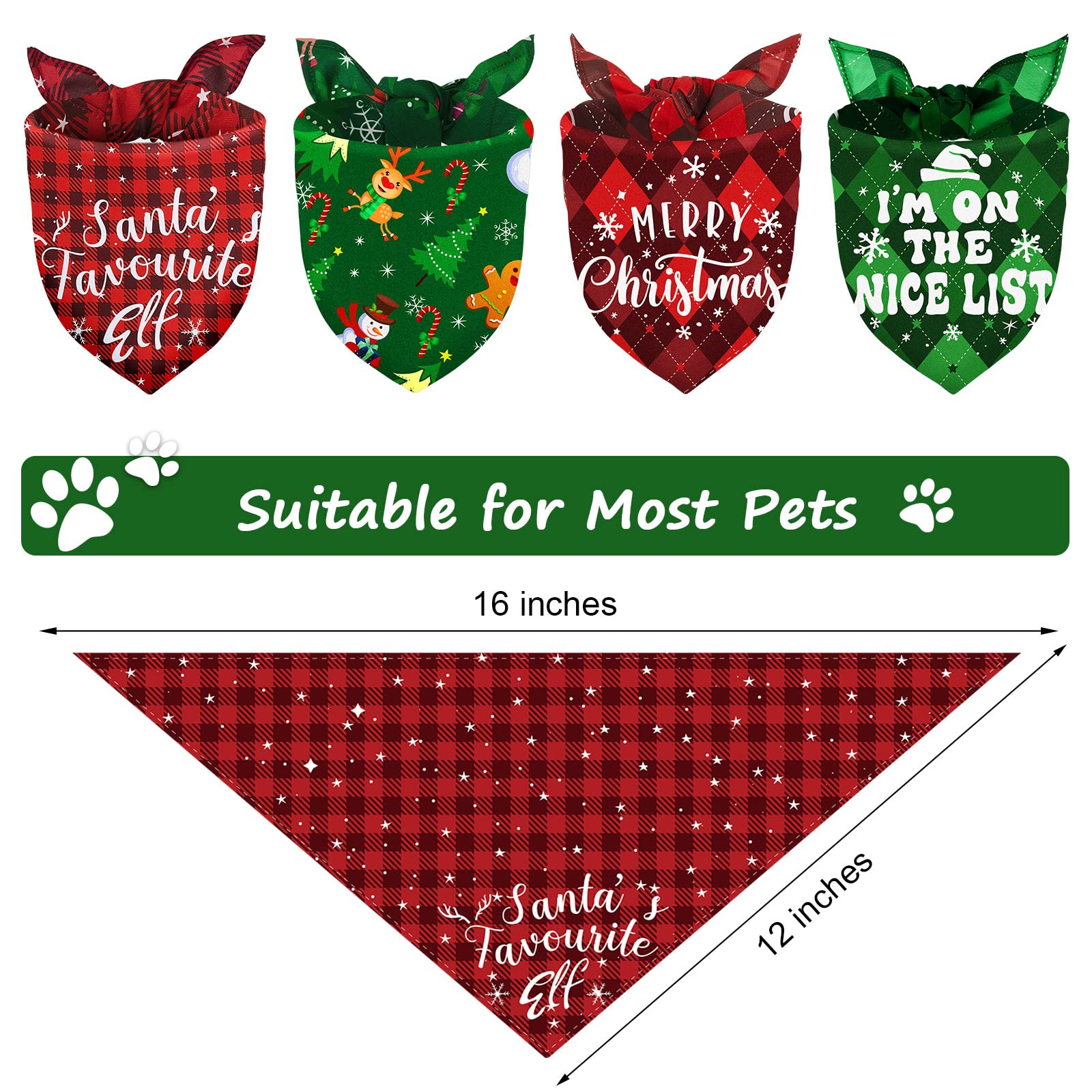 Frienda Christmas cat triangle bandana in cute pattern for festive styling