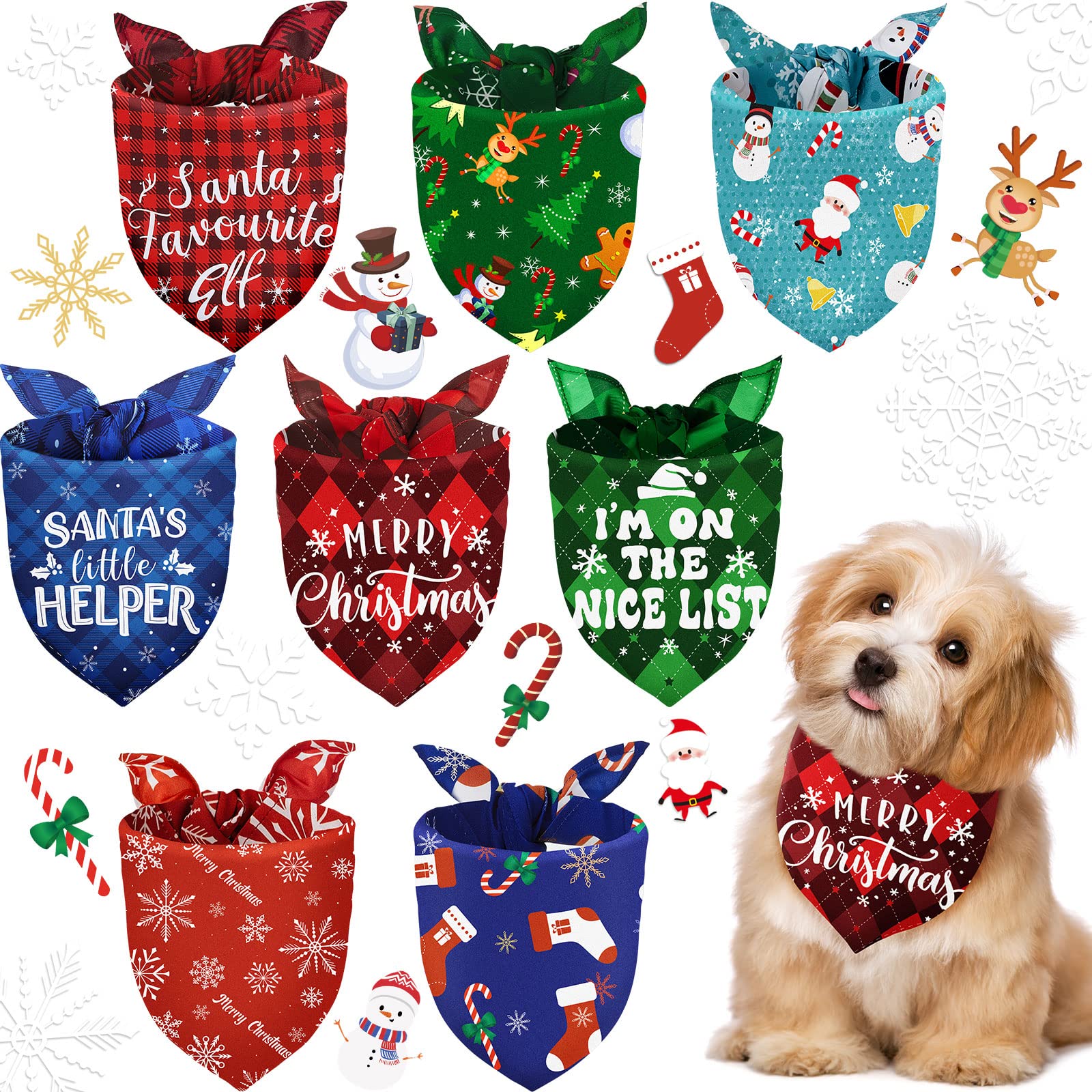 Frienda Christmas dog bandana with buffalo plaid for festive pet photos