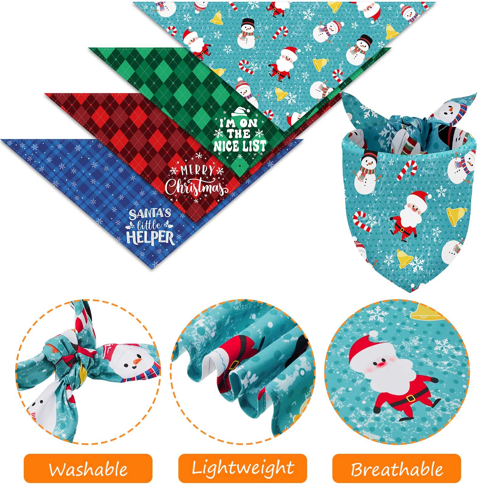 Frienda Christmas dog bandana with snowflake print for holiday outfits