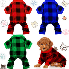 Frienda Christmas dog pajamas buffalo plaid set for festive cozy wear