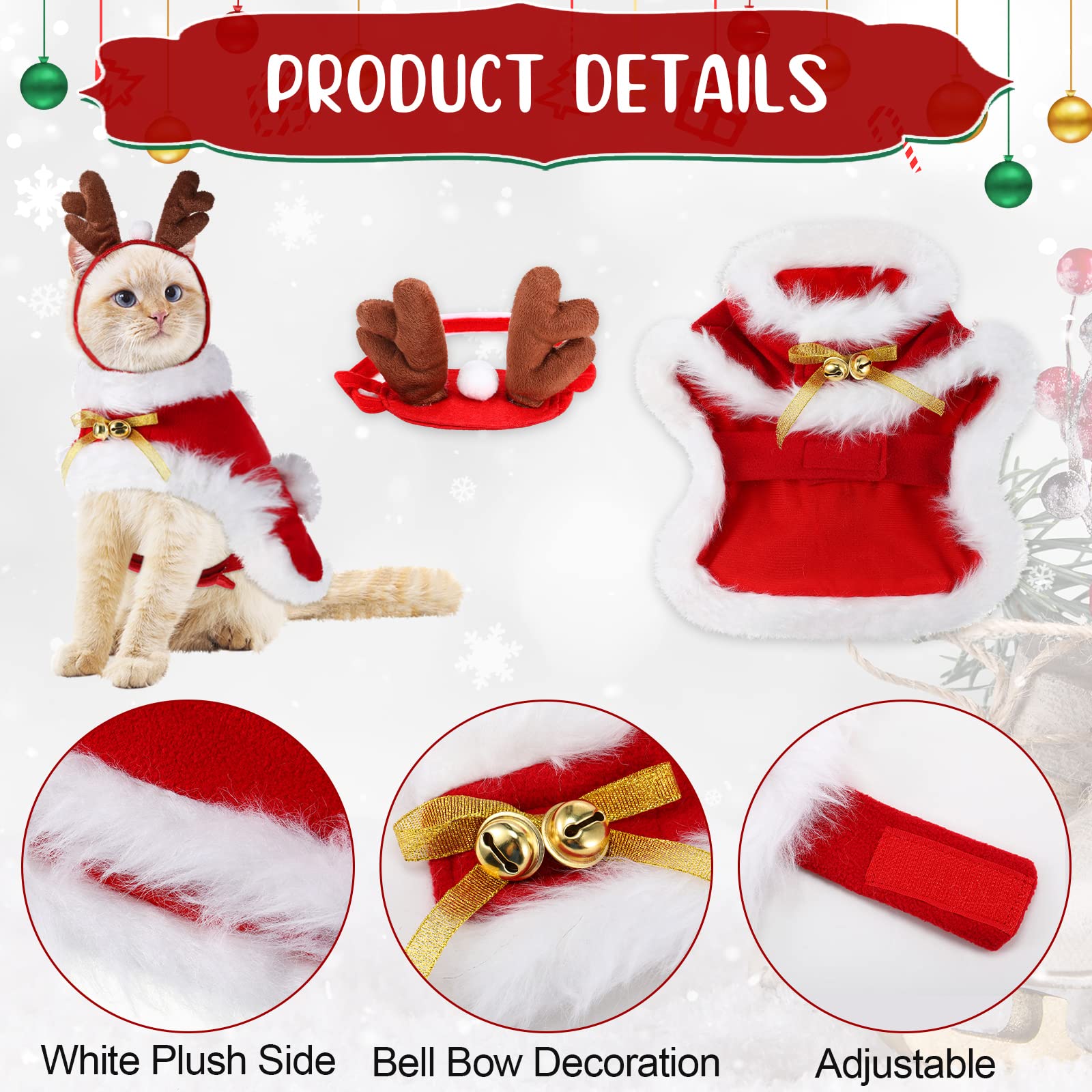 Frienda green Santa cape with star and pompoms adds holiday charm.