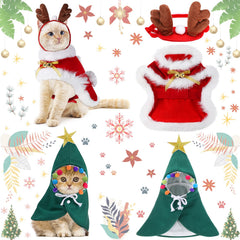 Frienda red Christmas cloak with bells for festive pet photos.