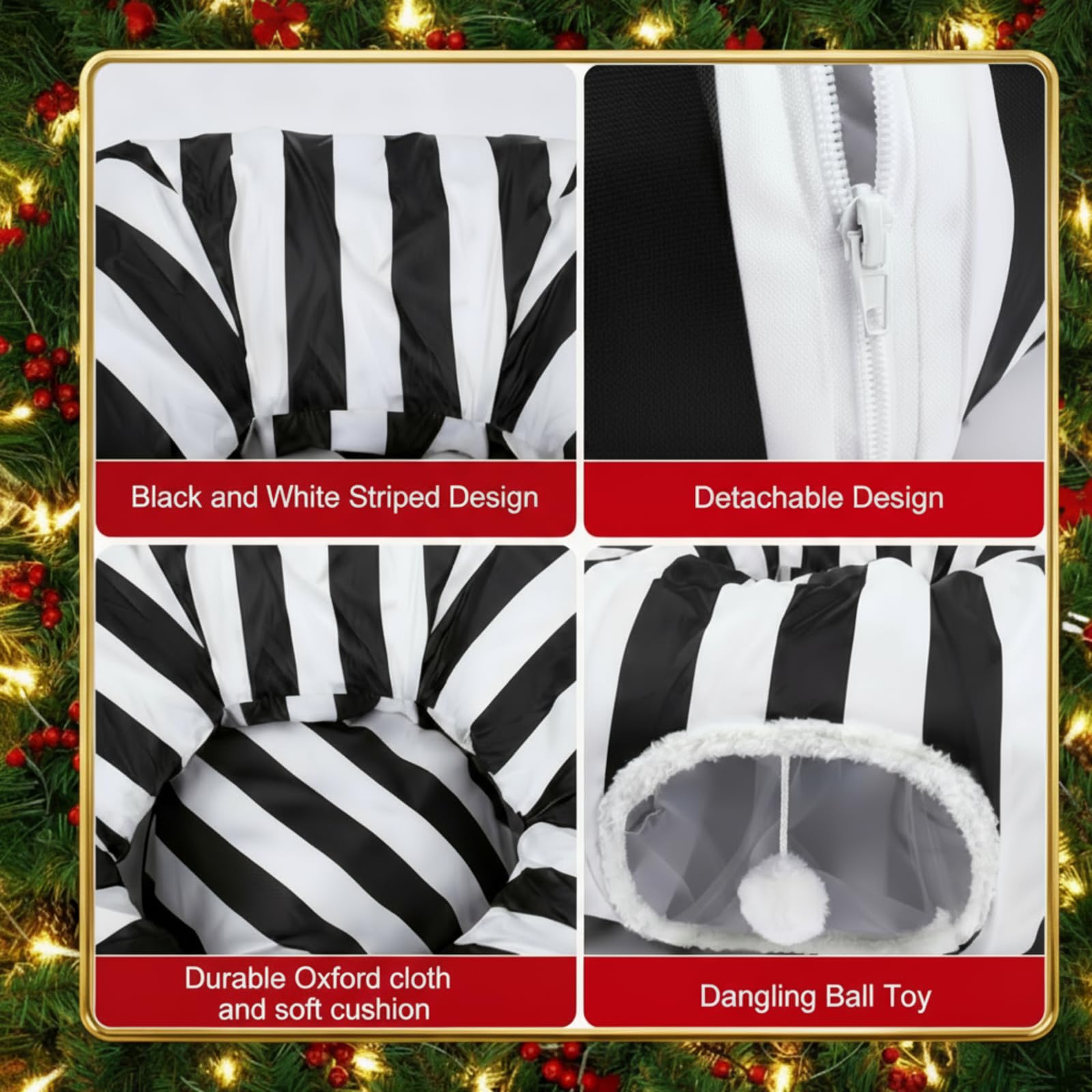 Frienda festive striped cat cave doubles as seasonal décor and fun