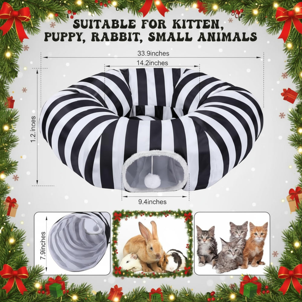 Frienda Christmas striped tunnel tree skirt adds festive shelter