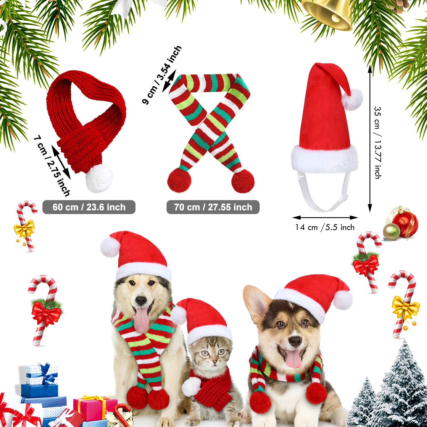 Frienda adjustable Santa hat on dog, comfortable strap for easy wear