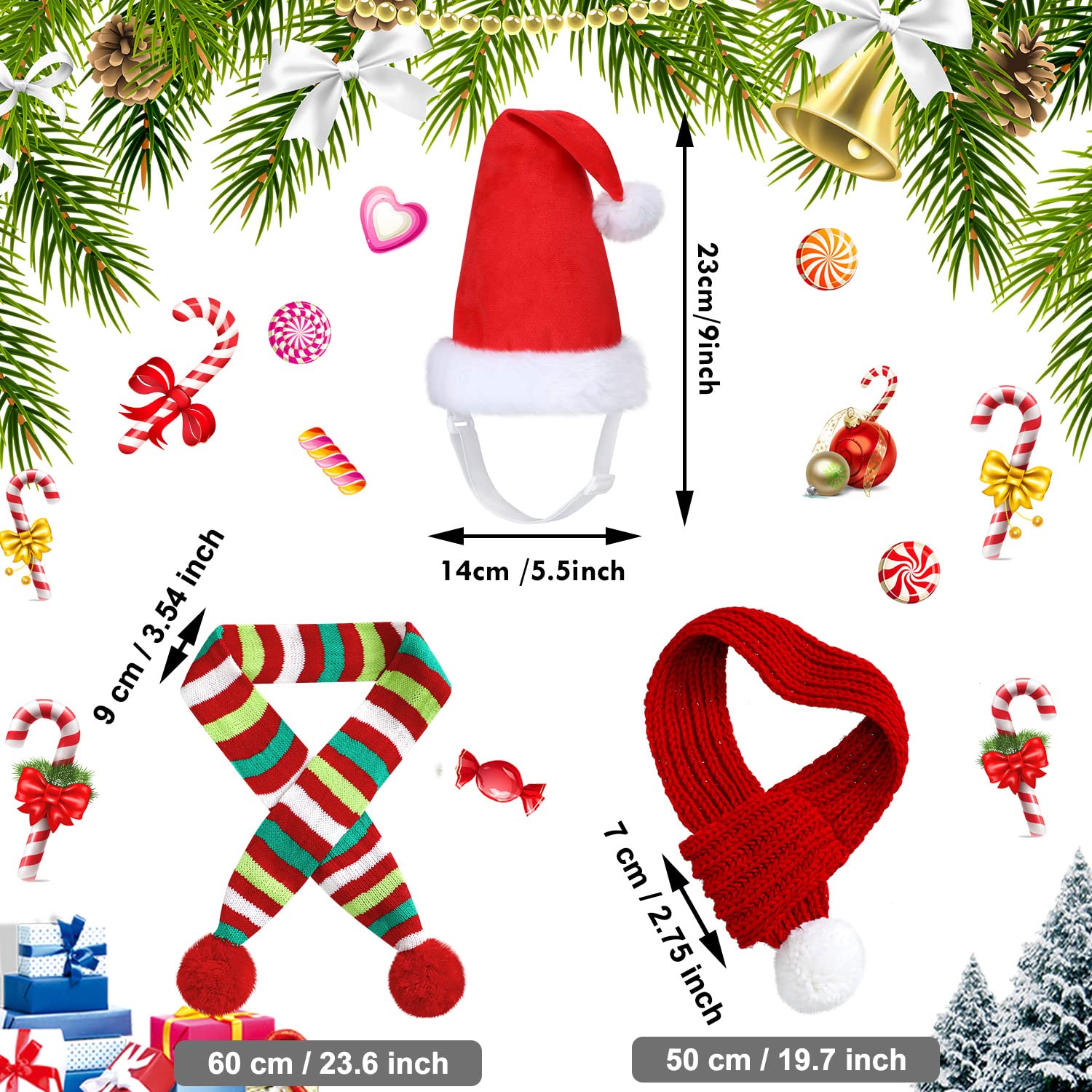 Frienda dog Christmas hat pom-pom on soft red fabric for comfort