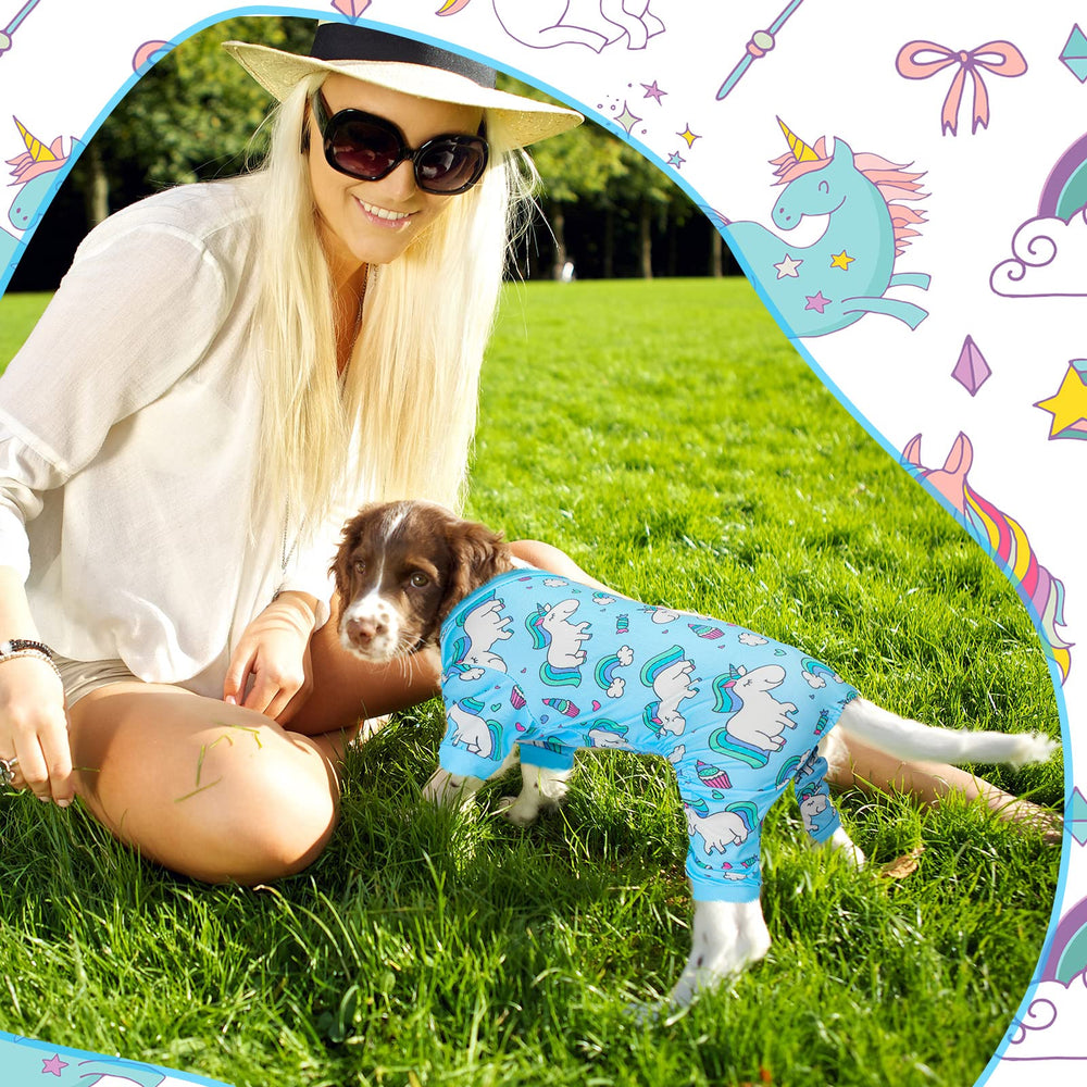 Frienda dog-pajamas unicorn-pattern—whimsical unicorn print for cheerful outfits and photos.