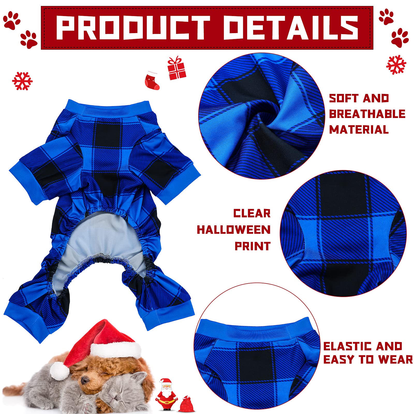 Frienda dog pajamas close-up shows soft polyester fabric and comfortable touch