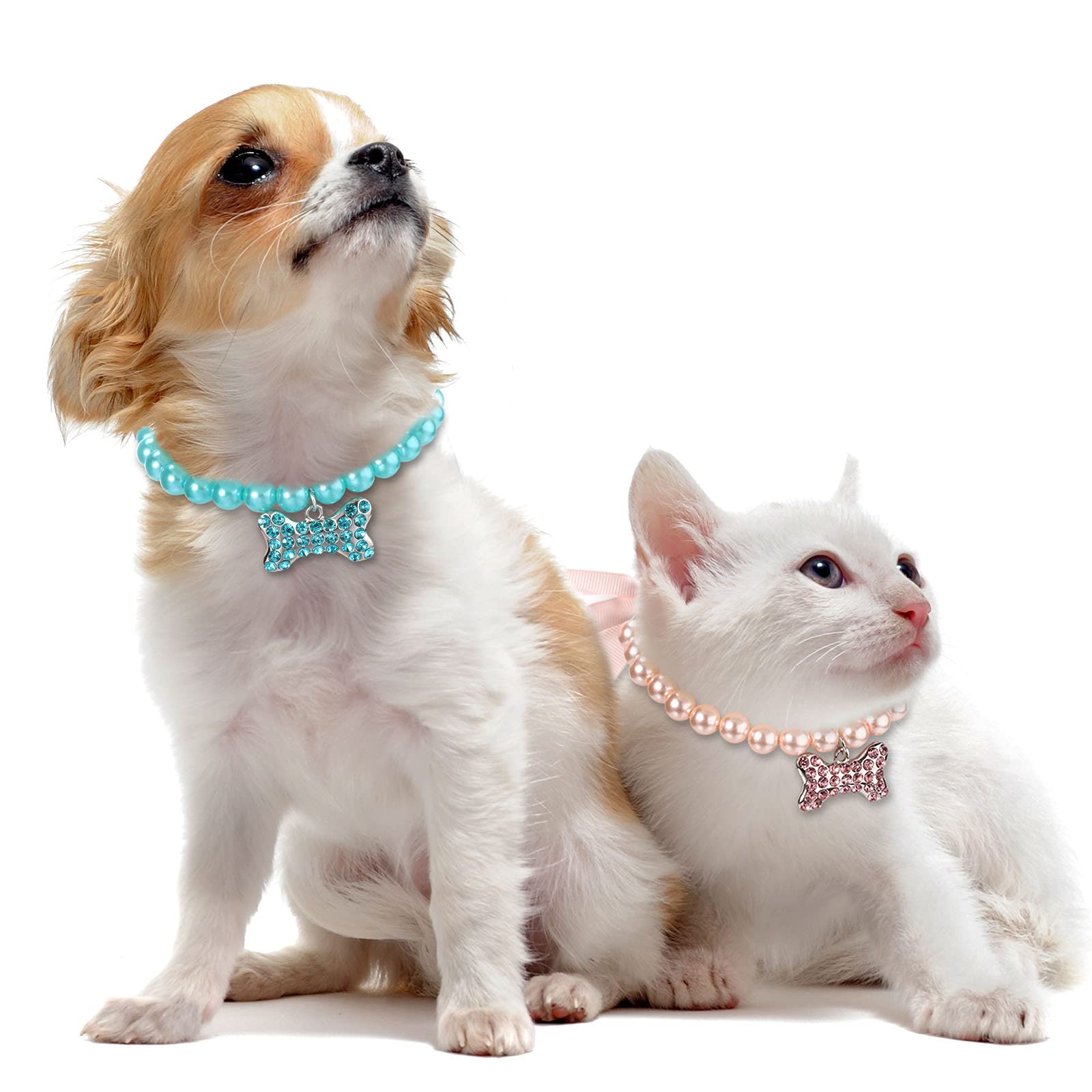 Frienda five-pcs pet pearl necklace light-pink delivers soft shimmer for day wear.