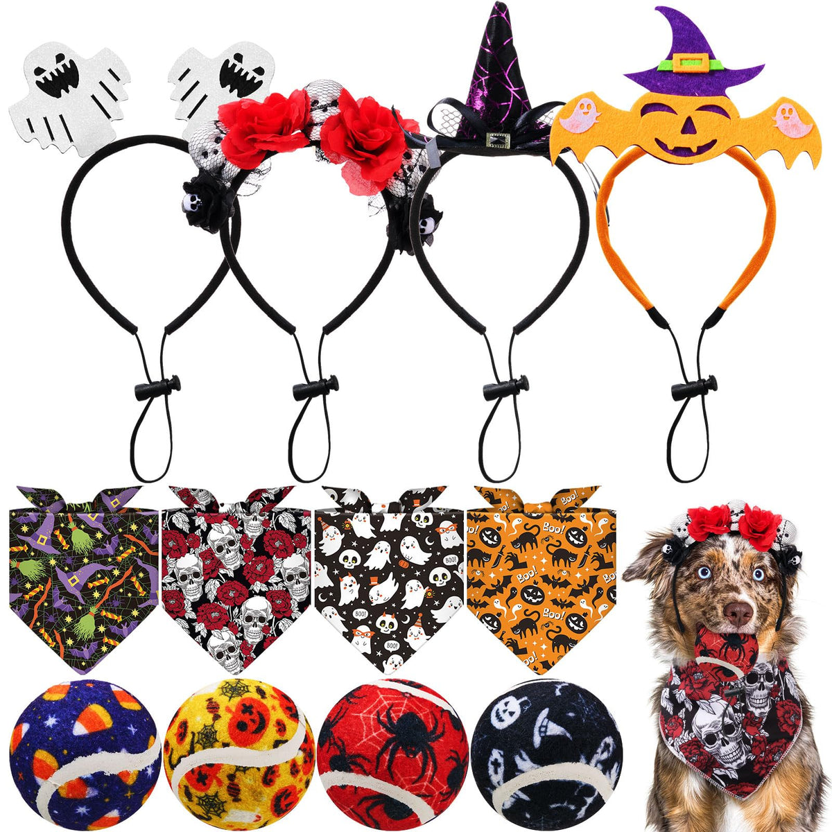 Frienda Halloween dog headbands adjustable for comfortable fit during costumes