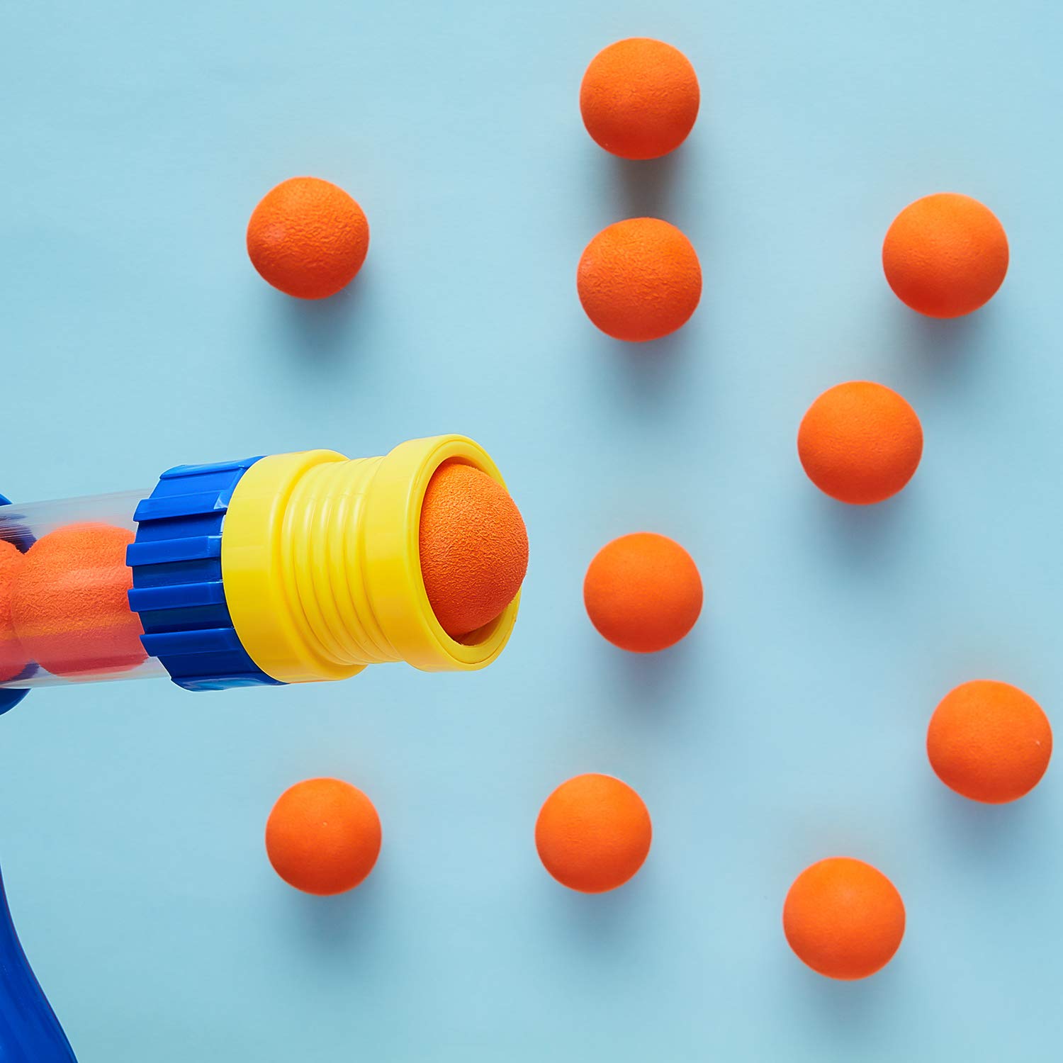 Frienda indoor ball battle scene with orange foam balls