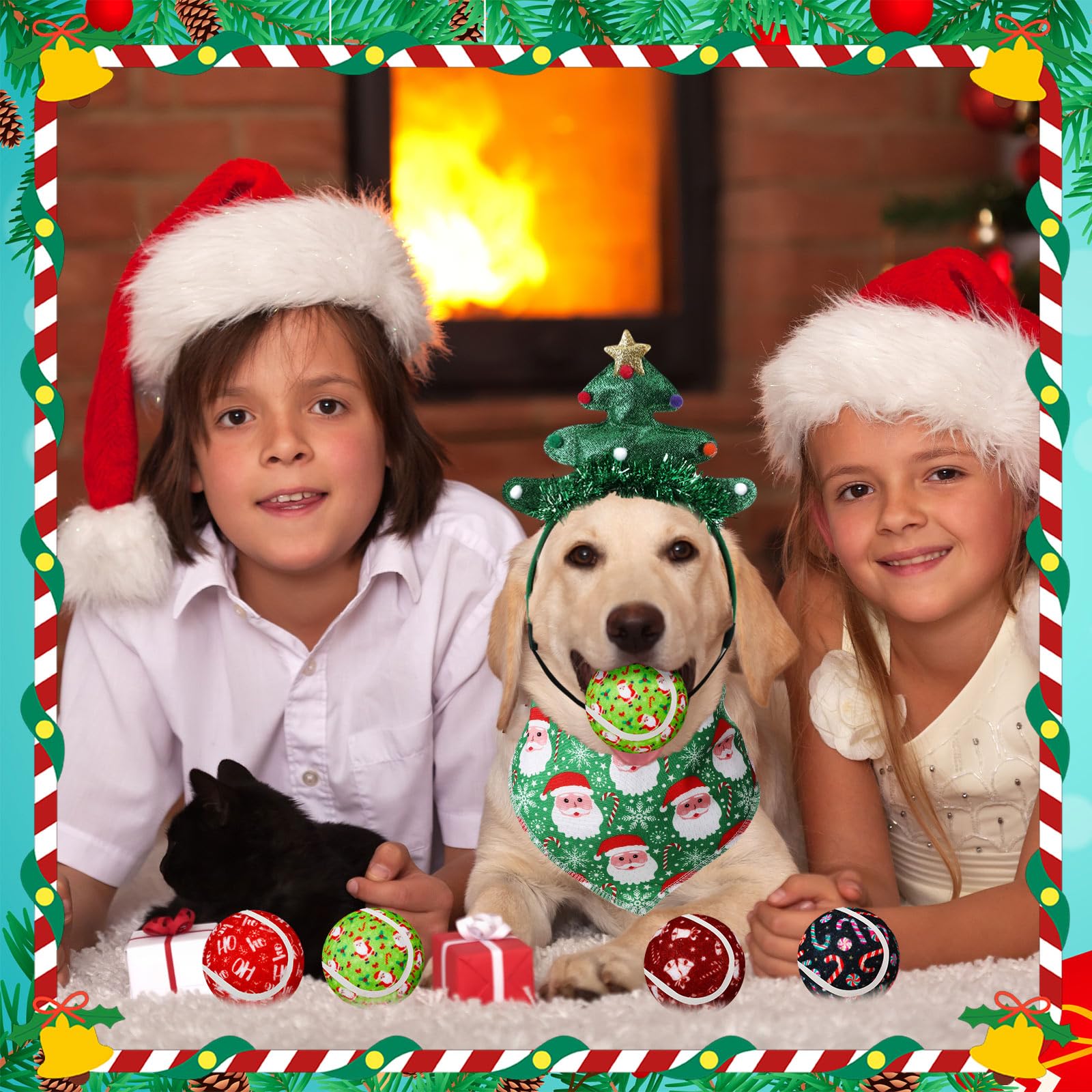 Frienda red-green color scheme helps pets stand out at celebrations.