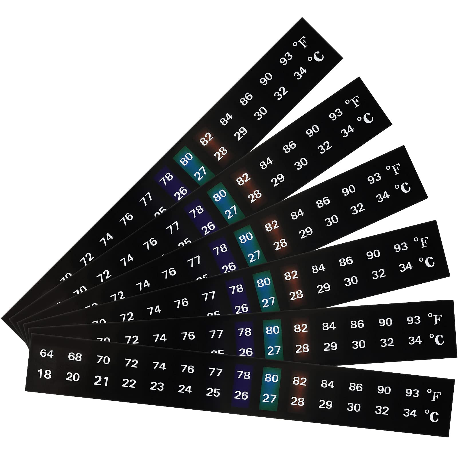 Frienda thermometer strip six-pack mounted on a tank for quick temperature at a glance.
