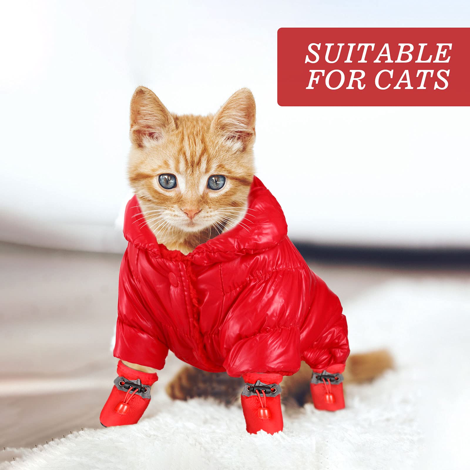 Frienda winter puppy coat on dog demonstrates easy button closure for quick dressing.