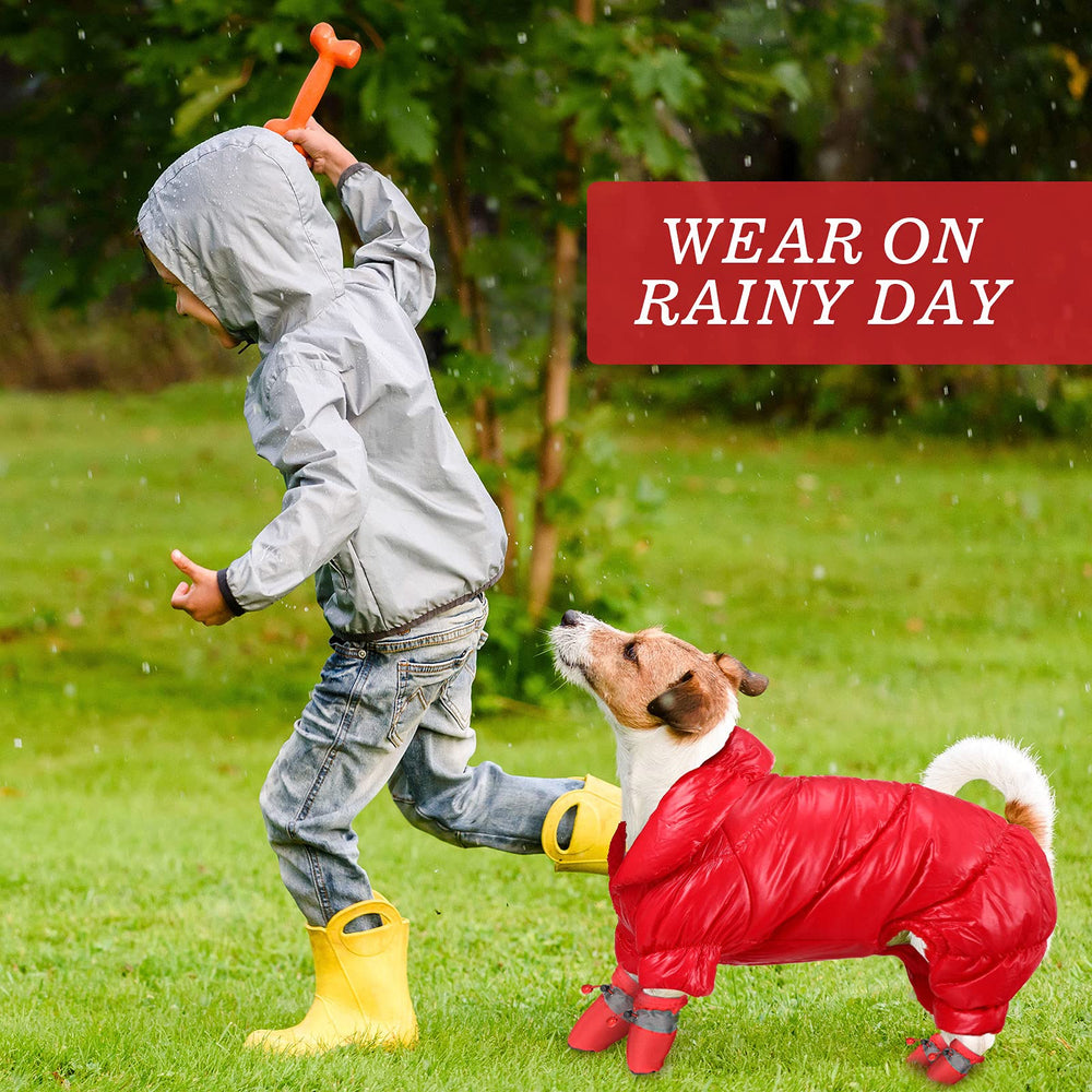 Frienda winter puppy paws-warmth reflective strap detail aids visibility.