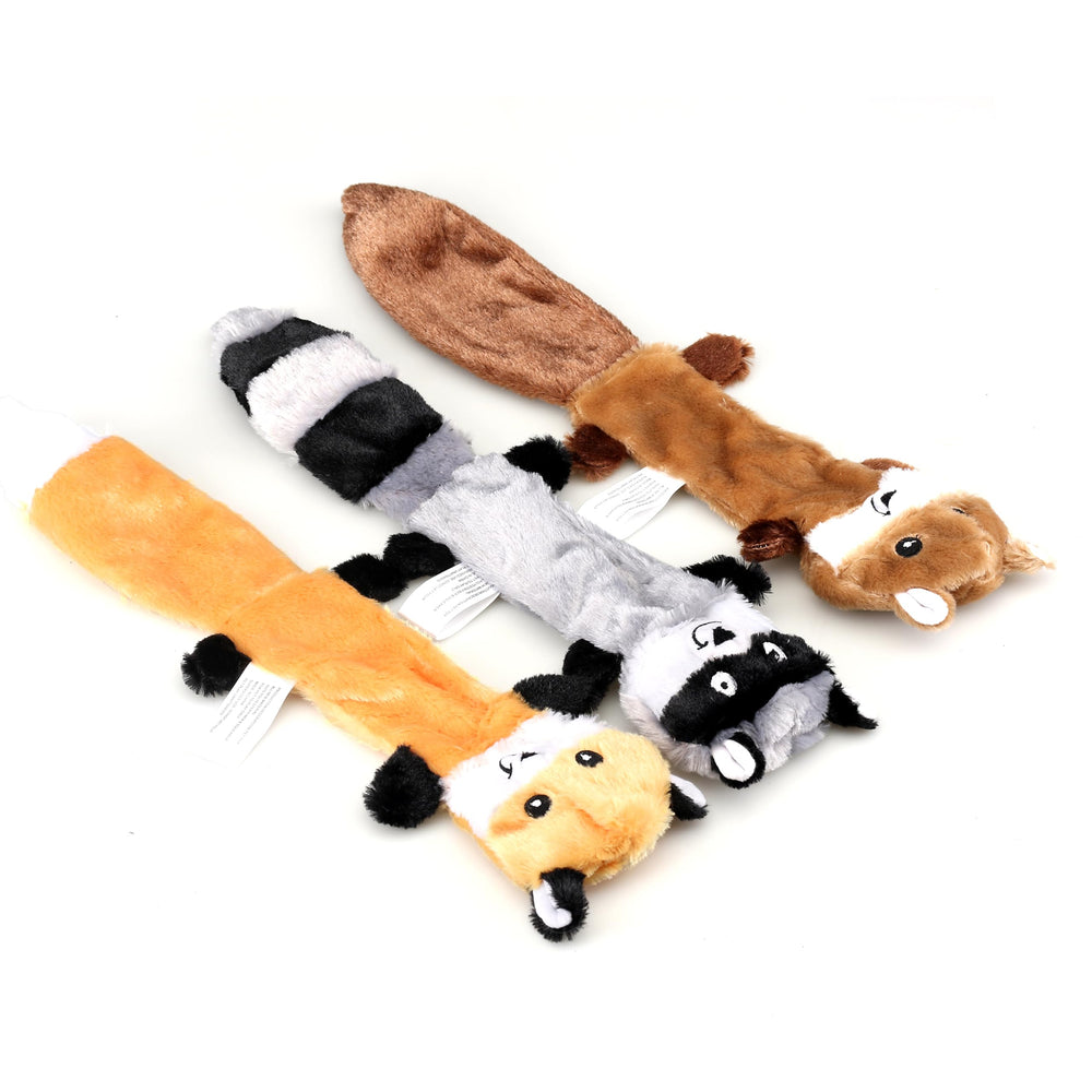 Friendly Pet fox unstuffed squeaky toy close-up for mess-free interactive play.
