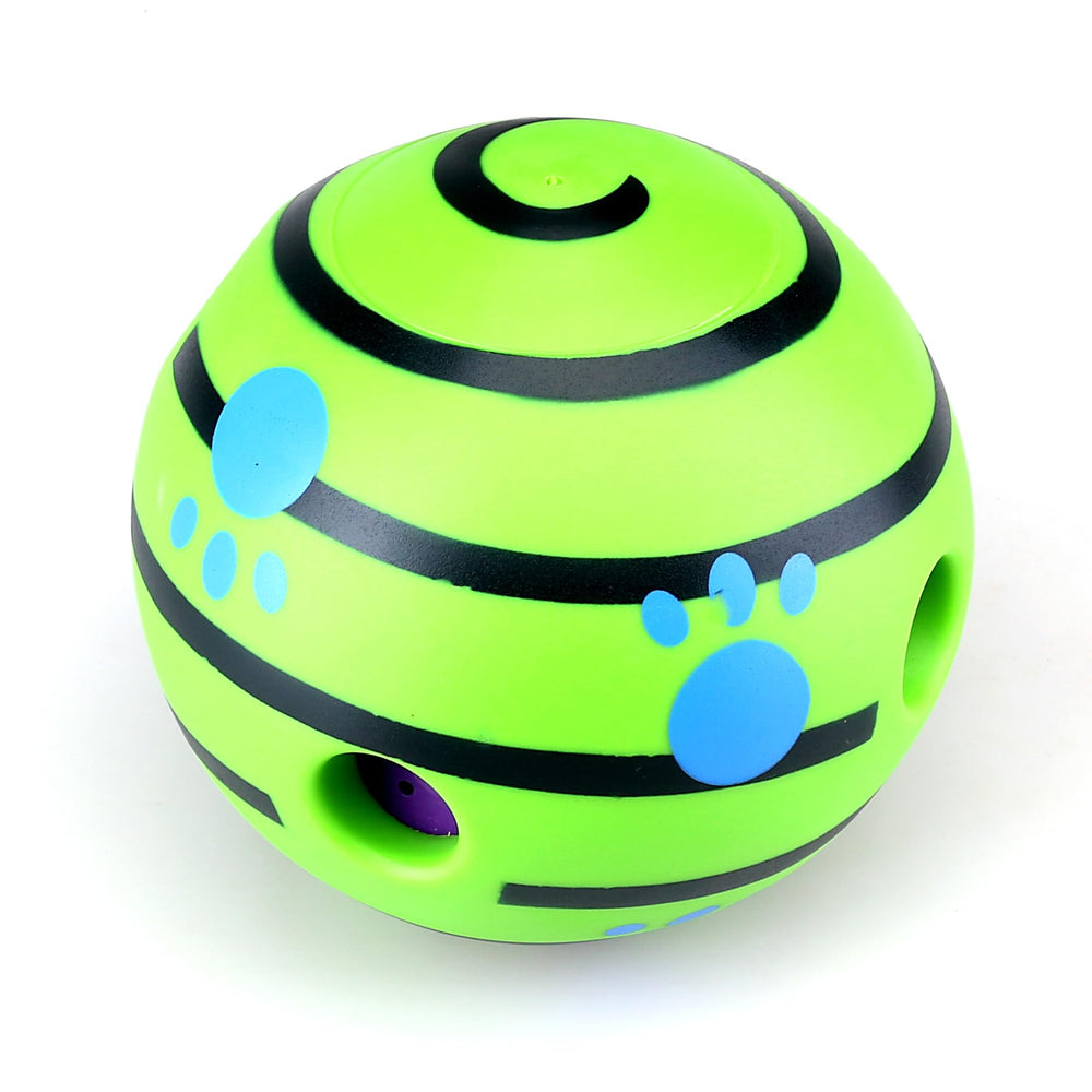 Friendly Pet Wobble Giggle Ball bright-green-color captures high-visibility design for outdoor fetch.