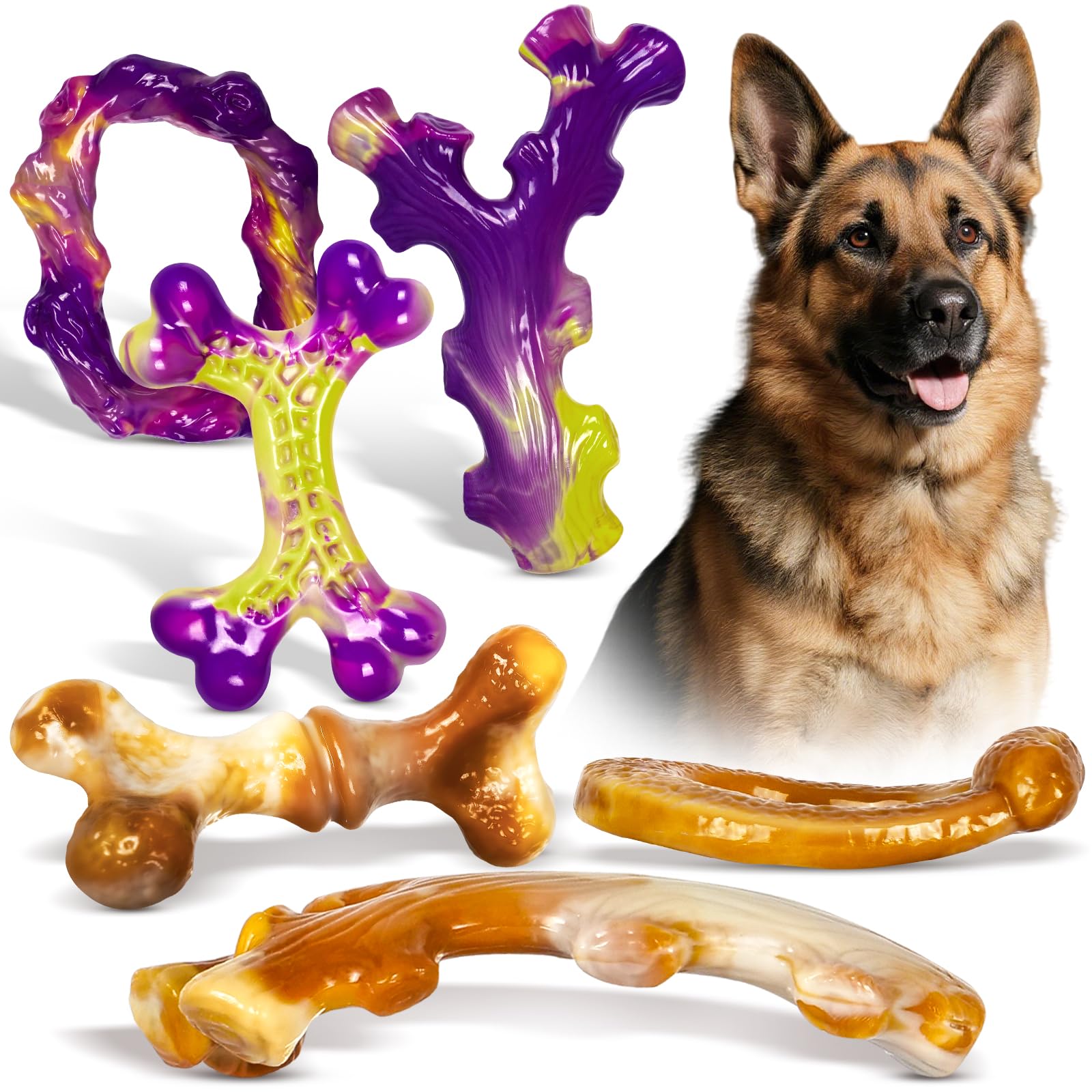 Frienhund 6-pack indestructible dog toys bone set for durable play