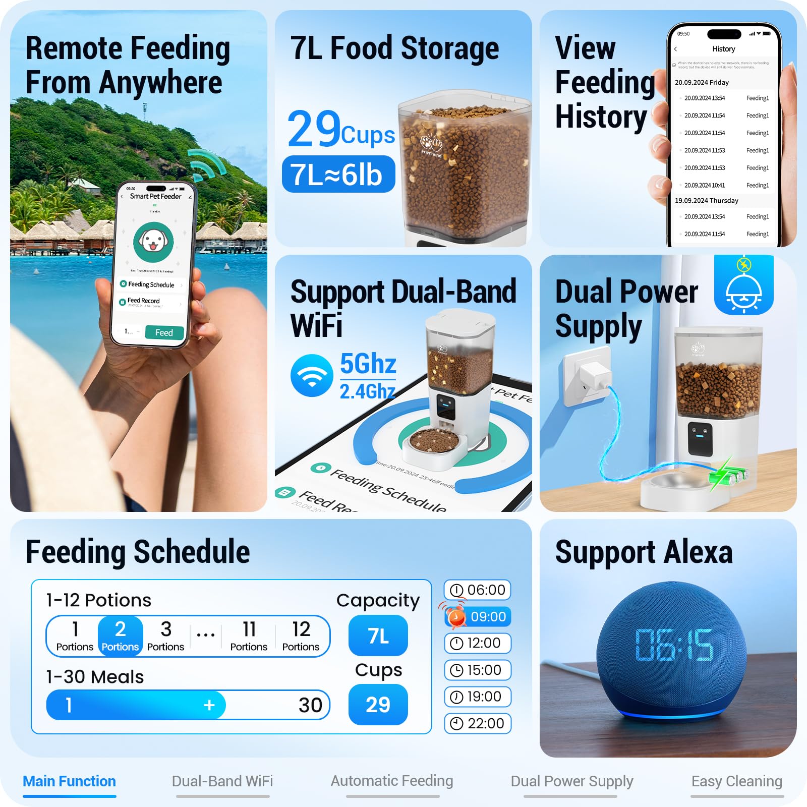 Frienhund cat feeder app control supports remote feeding and scheduling.