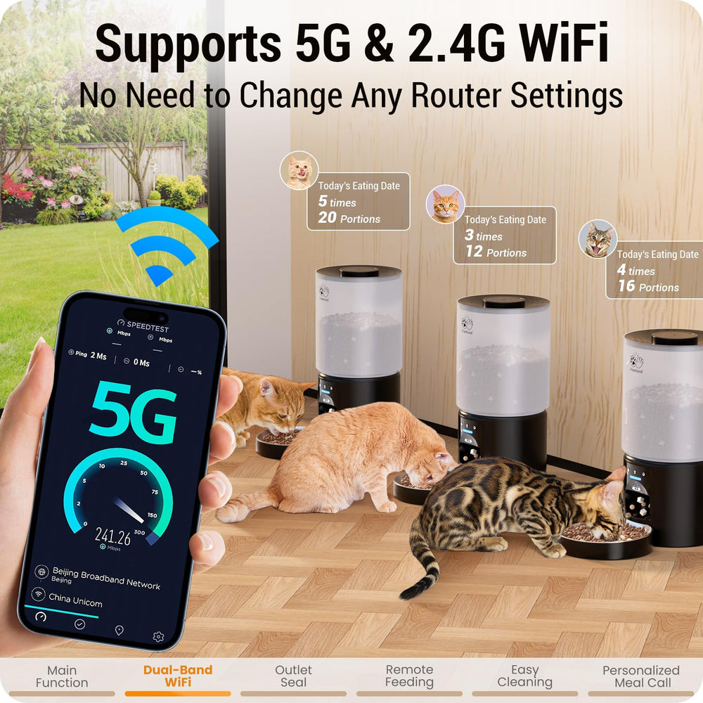 Frienhund cat feeder dual-band wifi provides reliable connectivity from anywhere.