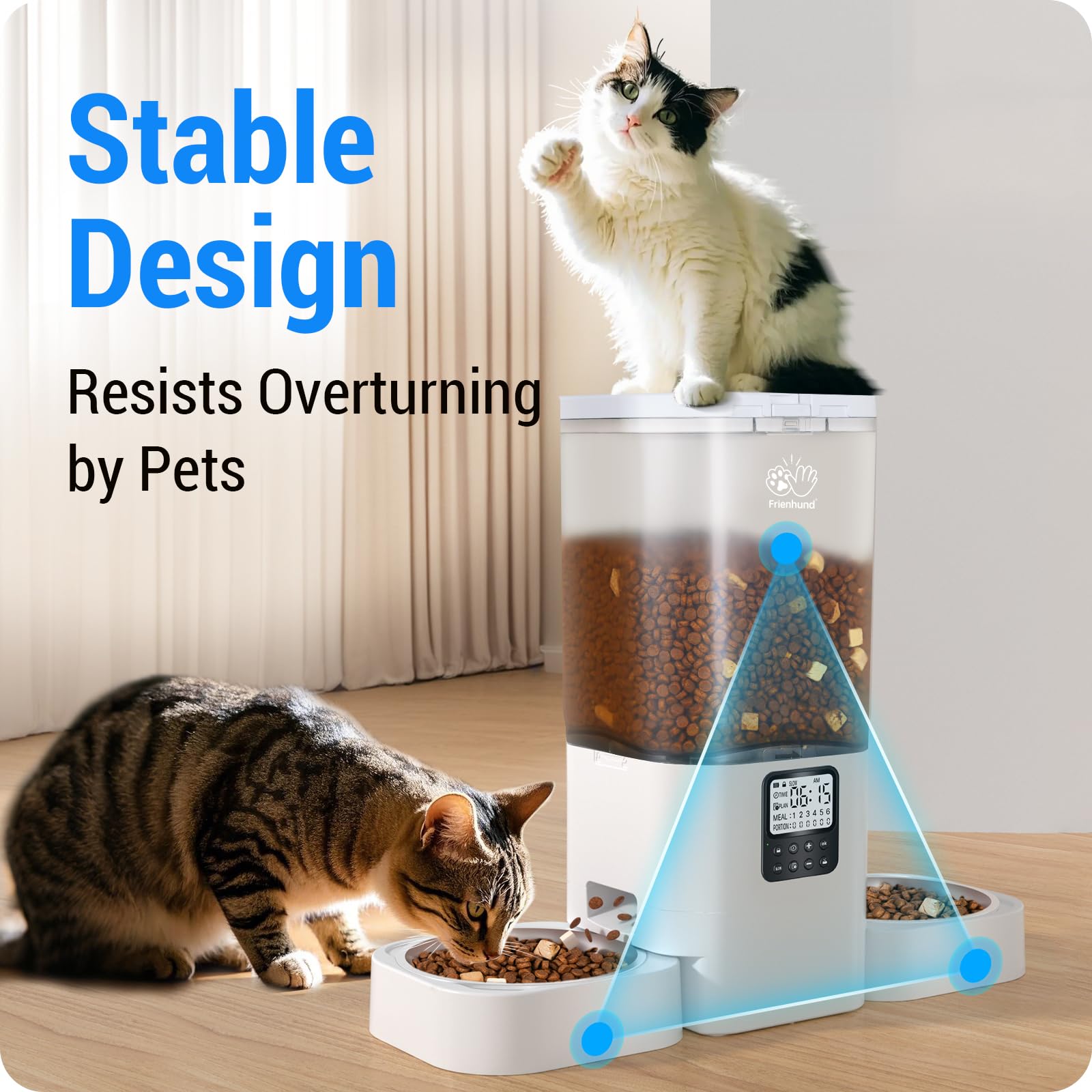 Frienhund Timed Automatic Cat Feeder anti-bite cable protection keeps wiring safe