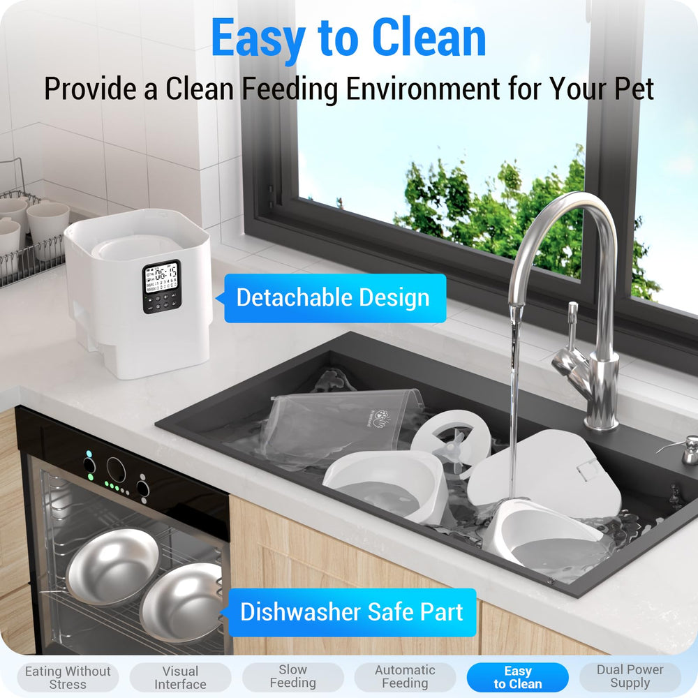 Frienhund Timed Automatic Cat Feeder dual power setup ensures feeding during outages