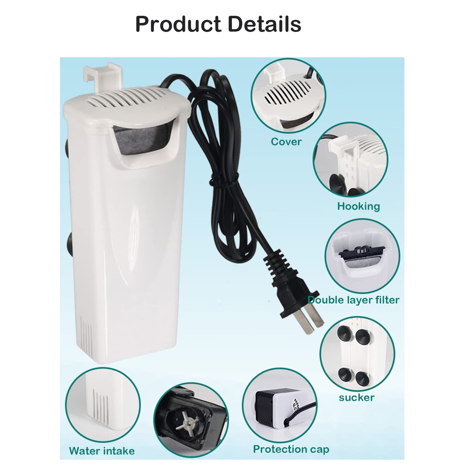 FRIRODSAY aquarium filter in-tank installation with suction cups and clips