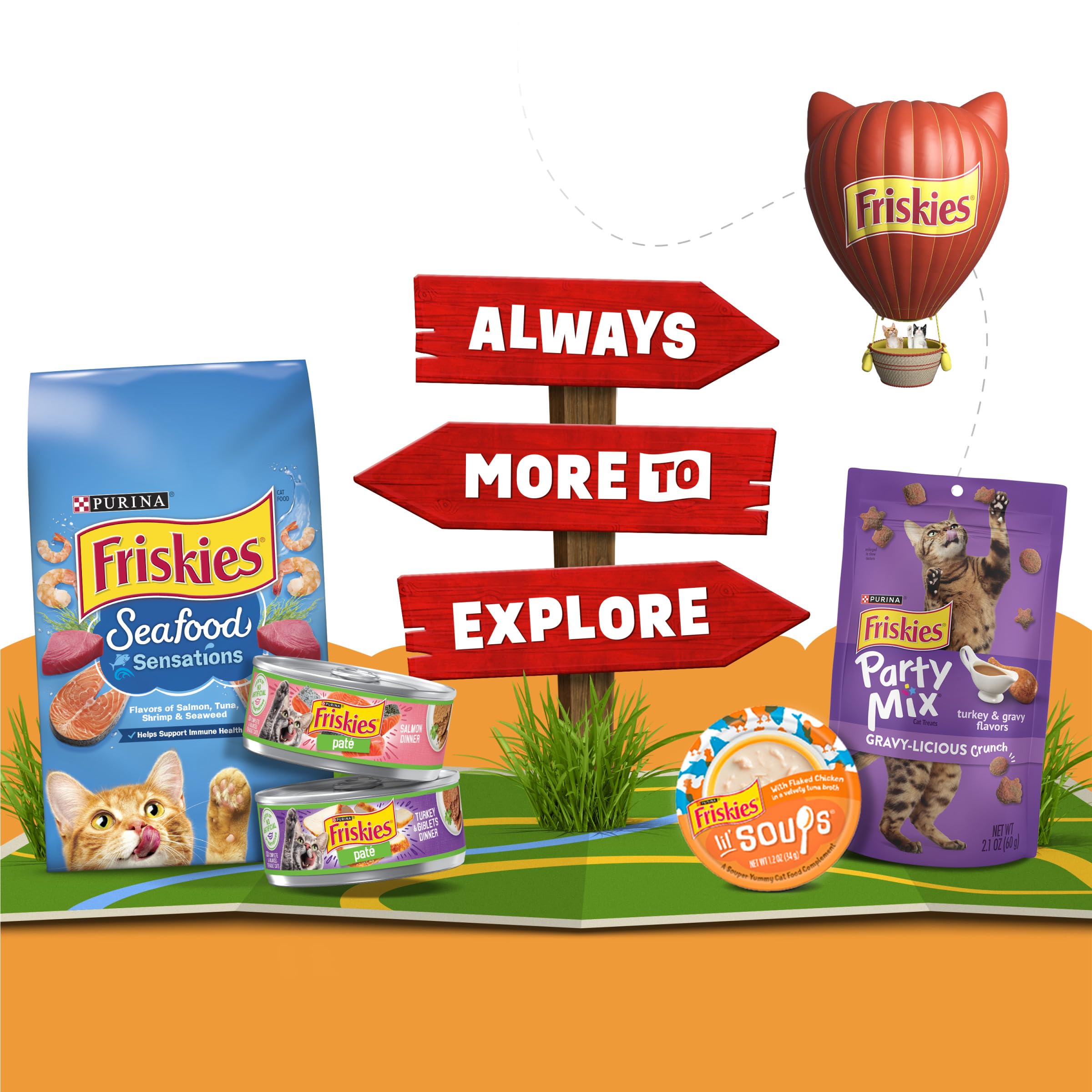 Friskies Lil' Soups no fillers illustration communicates clean ingredients