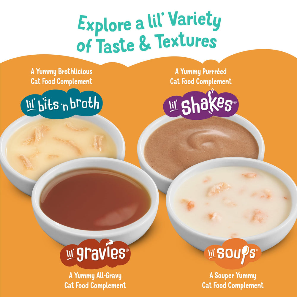 Friskies Lil' Soups tender morsels, easy chew for delicate mouths.