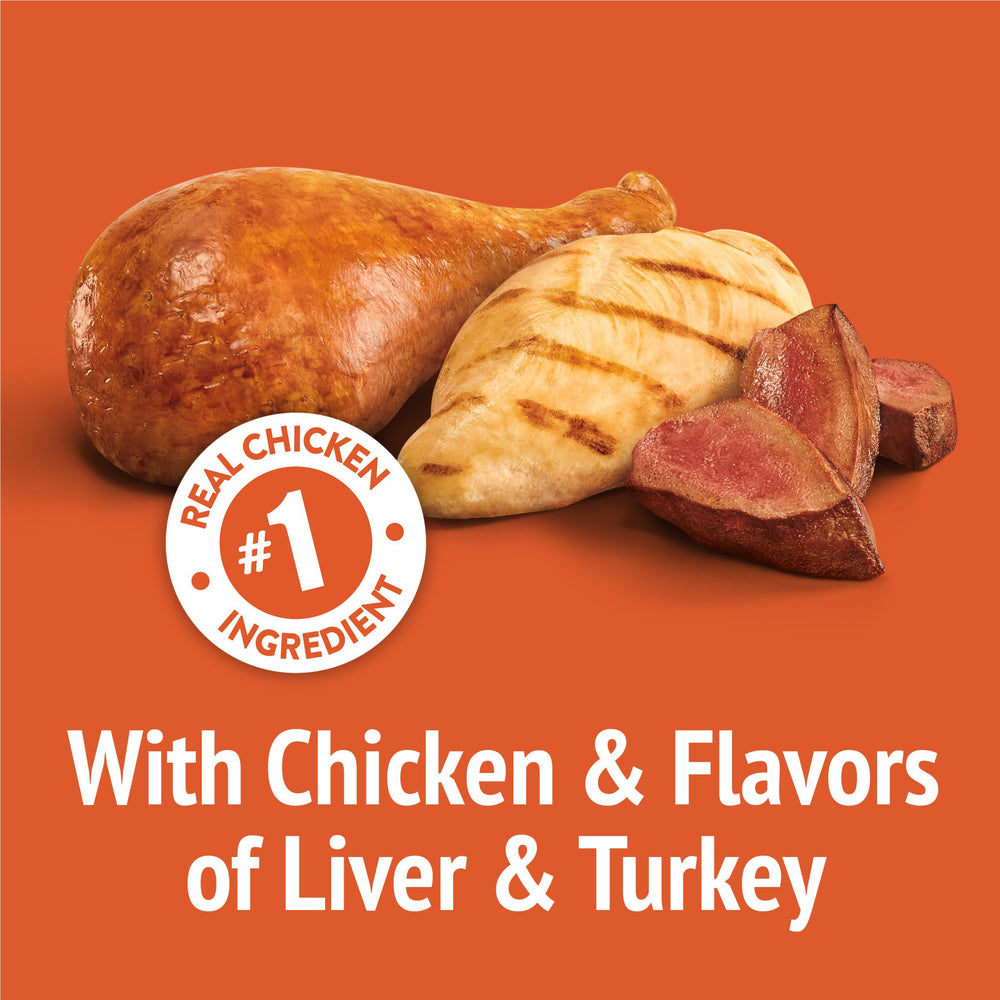 Friskies liver-turkey flavors close-up showcasing savory aroma for cats.