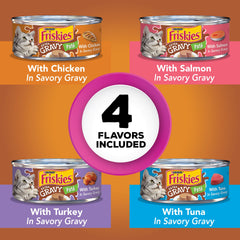 Friskies pate extra-gravy closeup highlighting richer flavor and moisture